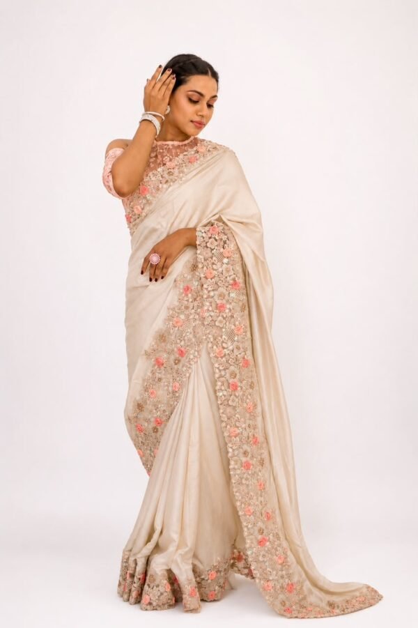 Home ivory cream saree