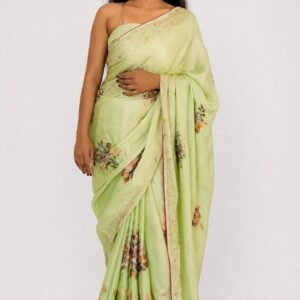 soft lime green saree