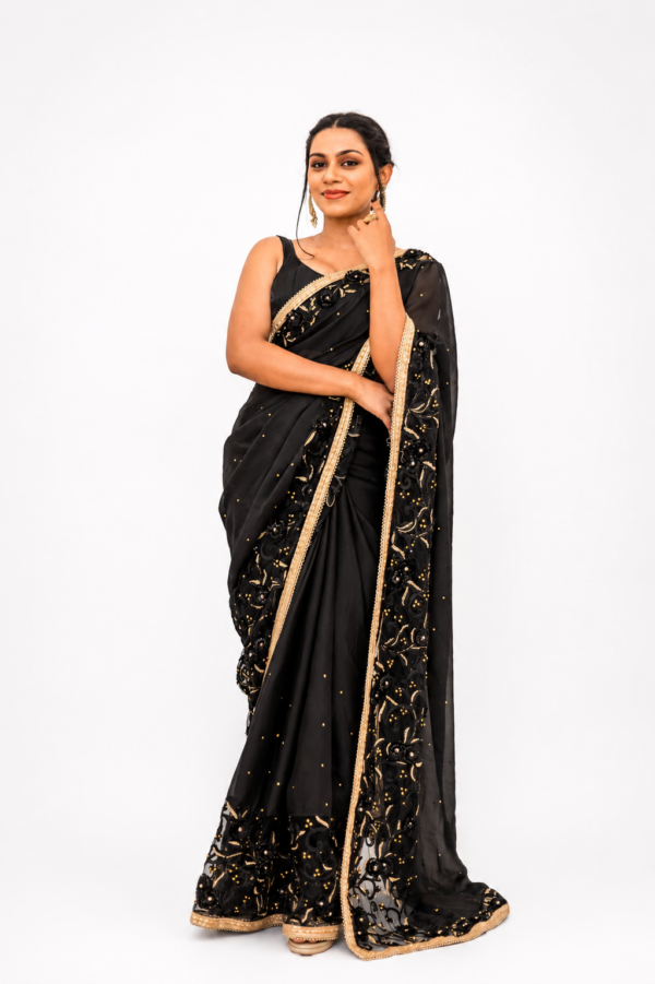 Home black saree