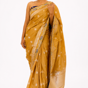 golden traditional saree