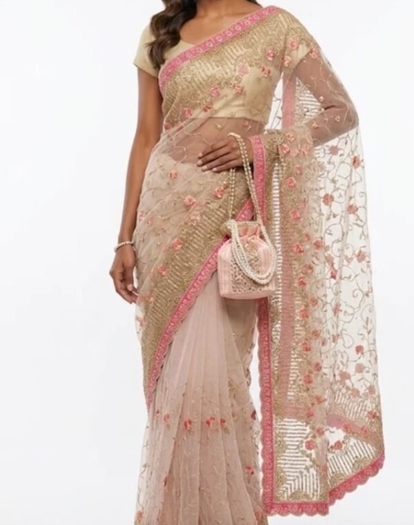 Home light beige saree