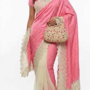 rose pink designer saree