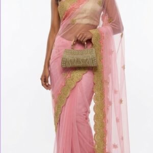blush pink sheer saree