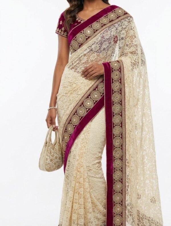 Home golden designer saree