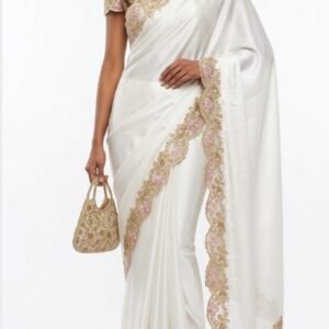 white silk saree