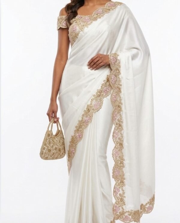 Home white silk saree